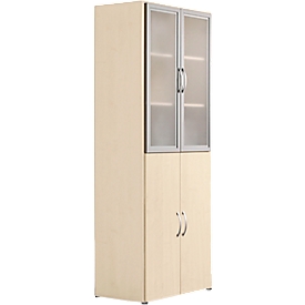 Armoire combinée PALENQUE, 6 OH, portes en bois/verre, L 800 x P 420 x H 2160 mm, érable