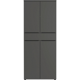 Armoire combinée Porto, 1 tiroir, 4 portes et 3 étagères, 4 HC, L 810 x P 400 x H 1970 mm, graphite