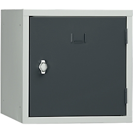 Armoire cube en métal verrouillable, 380 mm, corps gris, porte anthracite RAL 7016