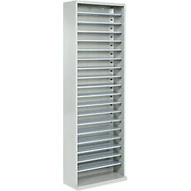 Armoire d'atelier, hauteur 1980 mm, 18 étagères, sans portes et sans bacs, gris clair