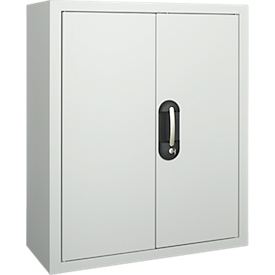 Armoire d'atelier, hauteur 830 mm, 4 étagères, sans bacs, avec portes, gris clair 