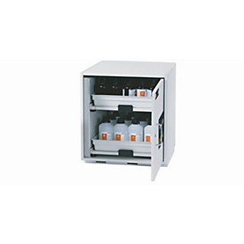 Armoire de base acide et alcaline asecos SL-CLASSIC-UB, porte à charnières, arrêt à droite, façade gris clair, L 590 x P 570 x H 600 mm
