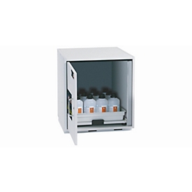 Armoire de base acide et alcaline asecos SL-CLASSIC-UB, porte à charnières, arrêt à gauche, façade gris clair, L 590 x P 570 x H 600 mm