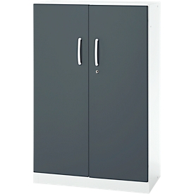 Armoire de bureau, 3OH, verrouillable, avec portes en applique, L 800 mm, gris basalte/blanc trafic