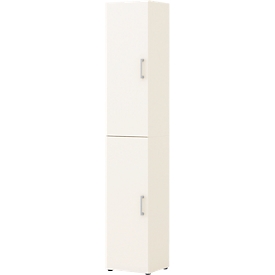 Armoire de bureau TEMPIO, en bois, 2 portes, 6 OH, L 400 x P 340 x H 2130 mm, blanc/blanc