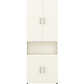 Armoire de bureau TEMPIO, en bois, 4 portes, 2 tiroirs, 6 OH, L 800 x P 340 x H 2130 mm, blanc/blanc