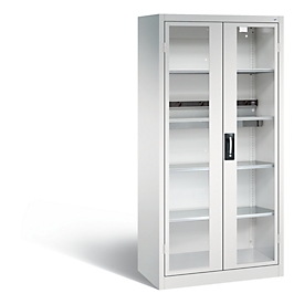 Armoire de charge de batterie Basic de C+P avec fenêtre en verre acrylique, H 1950 x L 930 x P 500 mm, gris clair