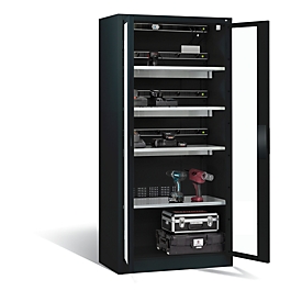 Armoire de charge de batterie Comfort de C+P avec fenêtre en verre acrylique, H 1950 x L 930 x P 500 mm, anthracite
