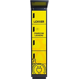 Armoire de charge de batterie LOX4, verrouillable, 4 compartiments de charge verticaux + 1 compartiment de service, L 630 x P 460 x H 2150 mm, acier