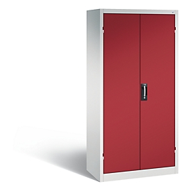 Armoire de charge sur batterie Basic de C+P avec portes en tôle pleine, H 1950 x L 930 x P 500 mm, gris clair/rouge rubis