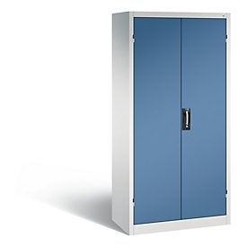 Armoire de charge sur batterie Comfort de C+P avec portes en tôle pleine, H 1950 x L 930 x P 500 mm, gris clair/bleu lointain