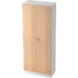 Armoire de classement, 5 HC, verrouillable, l. 800 x P 420 x H 2004 mm, blanc/chêne