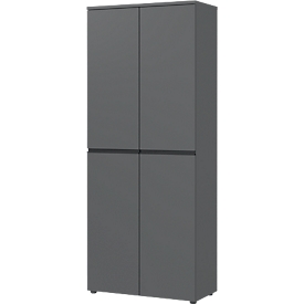 Armoire de classement Aalborg, 2 portes, 4 tablettes, patins de meuble, panneau de particules mélaminé, L 810 x P 400 x H 1970 mm, graphite