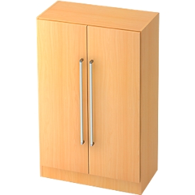 Armoire de classement TARVIS, avec poignée sans serrure, 3 hauteurs de classeurs, l. 800 x P 420 x H 1270 mm, coloris hêtre