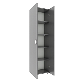 Armoire de classement Ulas, 5 hauteurs de classeurs, 4 tablettes, pour env. 35 classeurs, portes battantes, L 490 x P 340 x H 1780 mm, bois, anthracite