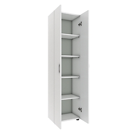Armoire de classement Ulas, 5 hauteurs de classeurs, 4 tablettes, pour env. 35 classeurs, portes battantes, L 490 x P 340 x H 1780 mm, bois, blanc