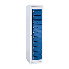 Armoire de distribution pour courrier, hauteur 1800 mm, gris clair 7035/bleu gentiane RAL 5010