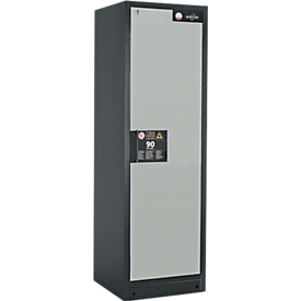 Armoire de sécurité Q Classic 90 Asecos, l. 600 x P 615 x H 1953 mm, porte fixée à droite, 4 tiroirs en acier, gris anthracite/gris clair (RAL 7035)