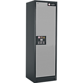 Armoire de sécurité Q Classic 90 Asecos, l. 600 x P 615 x H 1953 mm, porte fixée à droite, 6 tiroirs en acier à ouverture intégrale, gris anthracite/argent (RAL 7016)
