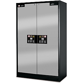 Armoire de sécurité type 90 Asecos, l. 1193 x P 615 x H 1953 mm, 3 étagères, argent asecos