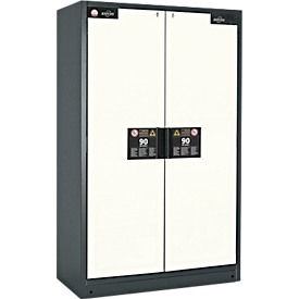 Armoire de sécurité type 90, l. 1200 mm, 4 tiroirs, blanc pur