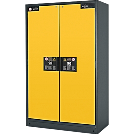 Armoire de sécurité type 90, l. 1200 mm, 4 tiroirs, jaune de sécurité