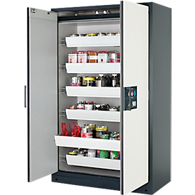 Armoire de sécurité type 90, l. 1200 mm, 6 tiroirs blanc pur