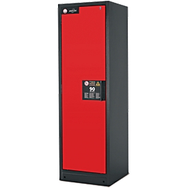 Armoire de sécurité type 90, l. 600 mm, porte fixée à gauche, 3 étagères, rouge circulation