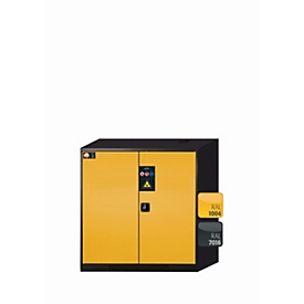armoire de stockage de produits chimiques asecos CS-CLASSIC, portes à charnières, façade en jaune de sécurité, L 1055 x P 520 x H 1105 mm