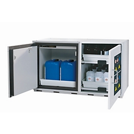 Armoire de stockage de sécurité combinée type 90 asecos K-UB-90, portes battantes, façade gris clair, L 1102 x P 502 x H 601 mm