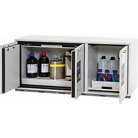 Armoire de stockage de sécurité combinée type 90 asecos K-UB-90, portes battantes, façade gris clair, L 1402 x P 502 x H 601 mm