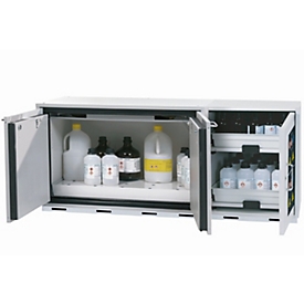 Armoire de stockage de sécurité combinée type 90 asecos K-UB-90, portes battantes, façade gris clair, L 1402 x P 502 x H 601 mm