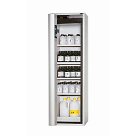 Armoire de stockage de sécurité de type 90 asecos S-PHOENIX touchless-90, porte pliante à détection entièrement automatique, arrêt à gauche, façade gris clair, L 596 x P 616 x H 1968 mm
