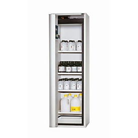 Armoire de stockage de sécurité de type 90 asecos S-PHOENIX touchless-90, porte pliante à détection entièrement automatique, arrêt à gauche, façade gris clair, L 596 x P 616 x H 1968 mm