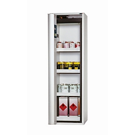 Armoire de stockage de sécurité de type 90 asecos S-PHOENIX touchless-90, porte pliante à détection entièrement automatique, arrêt à gauche, façade gris clair, L 596 x P 616 x H 1968 mm