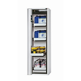 Armoire de stockage de sécurité de type 90 asecos S-PHOENIX touchless-90, porte pliante à détection entièrement automatique, arrêt à gauche, façade gris clair, L 596 x P 616 x H 1968 mm