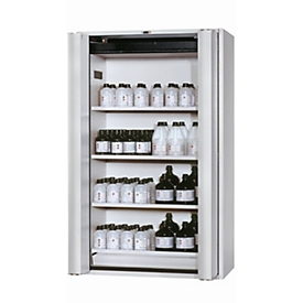 Armoire de stockage de sécurité de type 90 asecos S-PHOENIX touchless-90, portes pliantes entièrement automatiques avec capteur, façade gris clair, L 1196 x P 616 x H 1968 mm