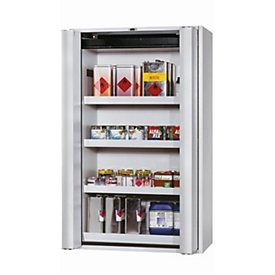 Armoire de stockage de sécurité de type 90 asecos S-PHOENIX touchless-90, portes pliantes entièrement automatiques avec capteur, façade gris clair, L 1196 x P 616 x H 1968 mm