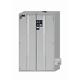 Armoire de stockage de sécurité de type 90 asecos S-PHOENIX touchless-90, portes pliantes entièrement automatiques avec capteur, façade gris clair, L 1196 x P 616 x H 1968 mm