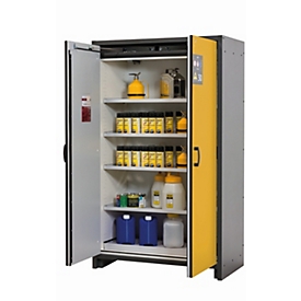 Armoire de stockage de sécurité type 30 asecos Q-CLASSIC-30, portes à charnières, sécurité frontale jaune, L 1164 x P 620 x H 1947 mm