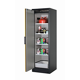 Armoire de stockage de sécurité type 90 asecos Q-CLASSIC-90, porte à charnière, charnière à gauche, façade en jaune de sécurité, L 599 x P 615 x H 1953 mm