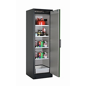 Armoire de stockage de sécurité type 90 asecos Q-CLASSIC-90, porte à charnières, charnières à droite, façade vert réséda, L 599 x P 615 x H 1953 mm