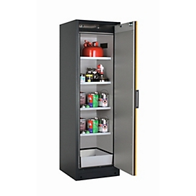 Armoire de stockage de sécurité type 90 asecos Q-CLASSIC-90, porte à charnières, charnières à droite, sécurité avant jaune, L 599 x P 615 x H 1953 mm