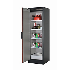 Armoire de stockage de sécurité type 90 asecos Q-CLASSIC-90, porte à charnières, charnières à gauche, rouge de circulation avant, L 599 x P 615 x H 1953 mm