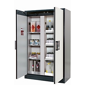 Armoire de stockage de sécurité type 90 asecos Q-CLASSIC-90, portes à charnières, façade blanc pur, L 1193 x P 615 x H 1953 mm