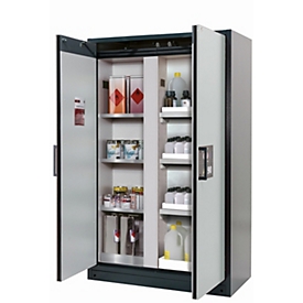 Armoire de stockage de sécurité type 90 asecos Q-CLASSIC-90, portes à charnières, façade gris clair, L 1193 x P 615 x H 1953 mm