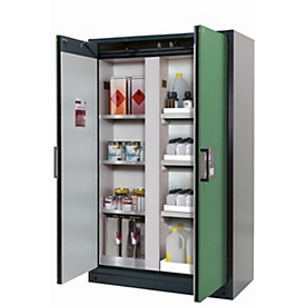 Armoire de stockage de sécurité type 90 asecos Q-CLASSIC-90, portes à charnières, façade vert réséda, L 1193 x P 615 x H 1953 mm