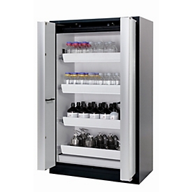 Armoire de stockage de sécurité type 90 asecos Q-PHOENIX-90, portes pliantes, façade gris clair, L 1193 x P 615 x H 1953 mm