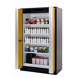 Armoire de stockage de sécurité type 90 asecos Q-PHOENIX-90, portes pliantes, sécurité frontale jaune, L 1193 x P 615 x H 1953 mm