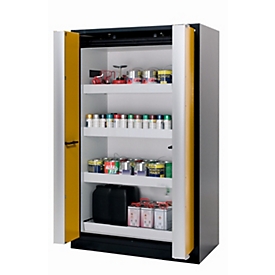 Armoire de stockage de sécurité type 90 asecos Q-PHOENIX-90, portes pliantes, sécurité frontale jaune, L 1193 x P 615 x H 1953 mm